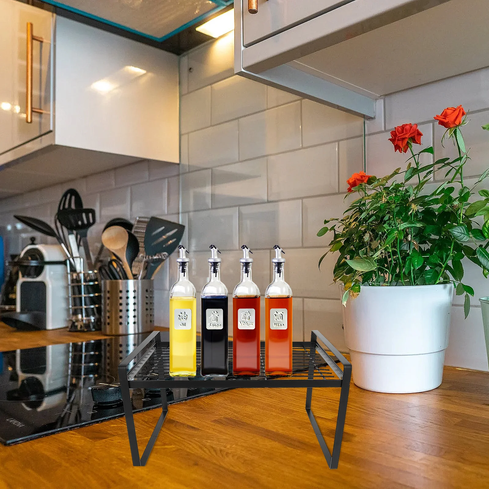 

Kitchen Cabinet Shelf Rack Cupboard Stand Spice Storage Organizer for Countertop Pantry Kitchen Storage Rack Cupboard Stand