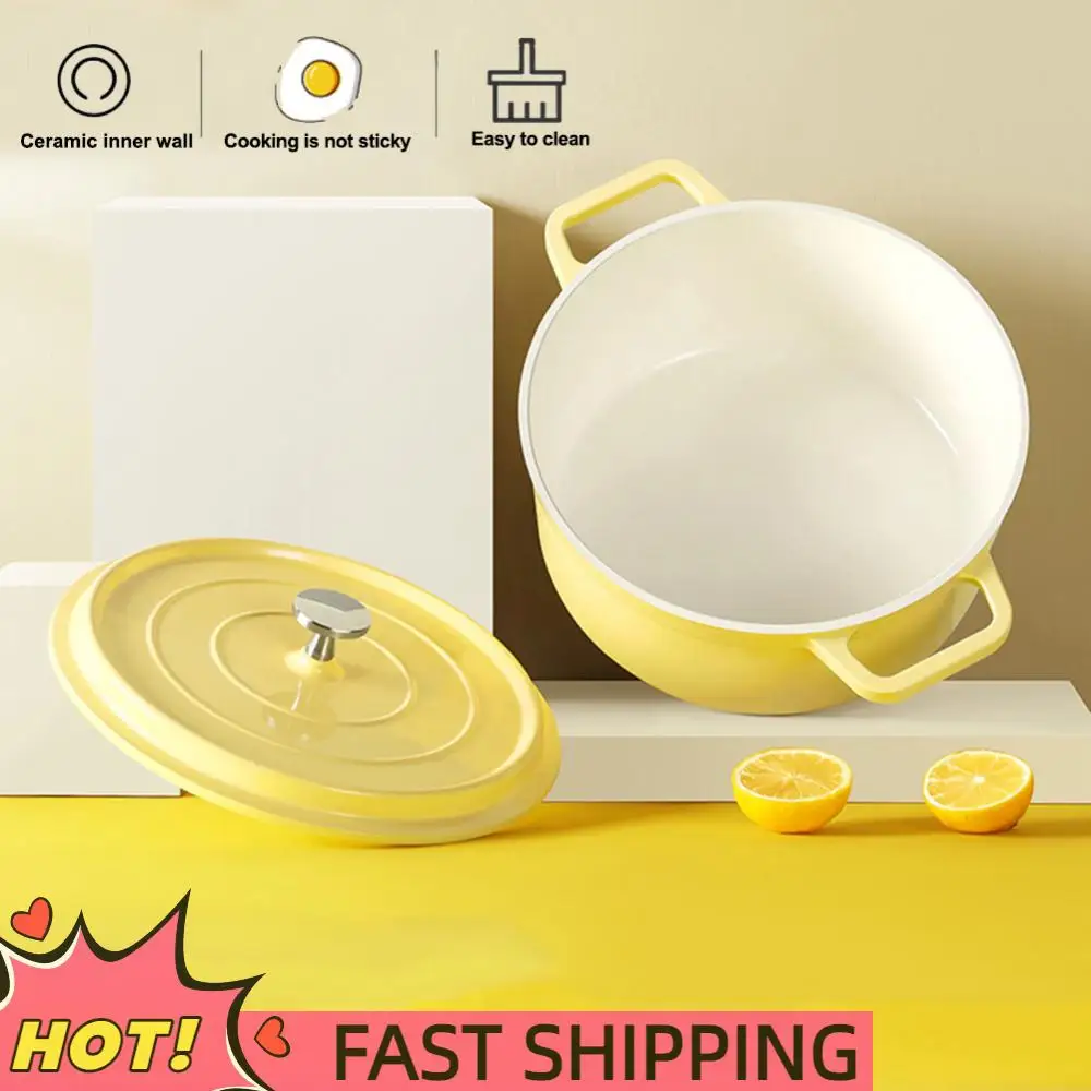 

Сверхмощная кастрюля с антипригарным покрытием и крышкой, домашняя кухонная эмалированная кастрюля с антипригарным покрытием, сохранение тепла, посуда для домашней кухни