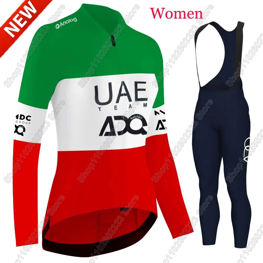 

Italy UAE ADQ Team Cycling Jersey 2025 Set Women Clothing Suit Long Sleeve MTB Bike Road Pants Bib Ropa Ciclismo