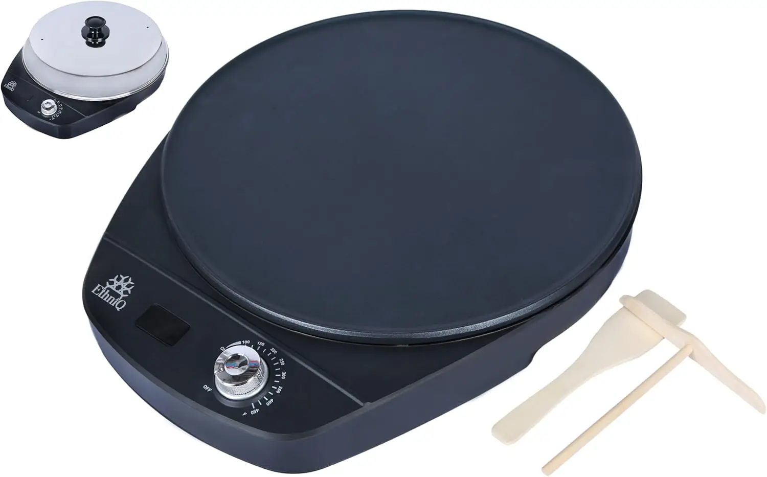 Electric Injera Maker - Griddle for Crepe, Ethiopian Mogogo, Anjero, Mitad, Pancake, Teff - Adjustable Heat Control w