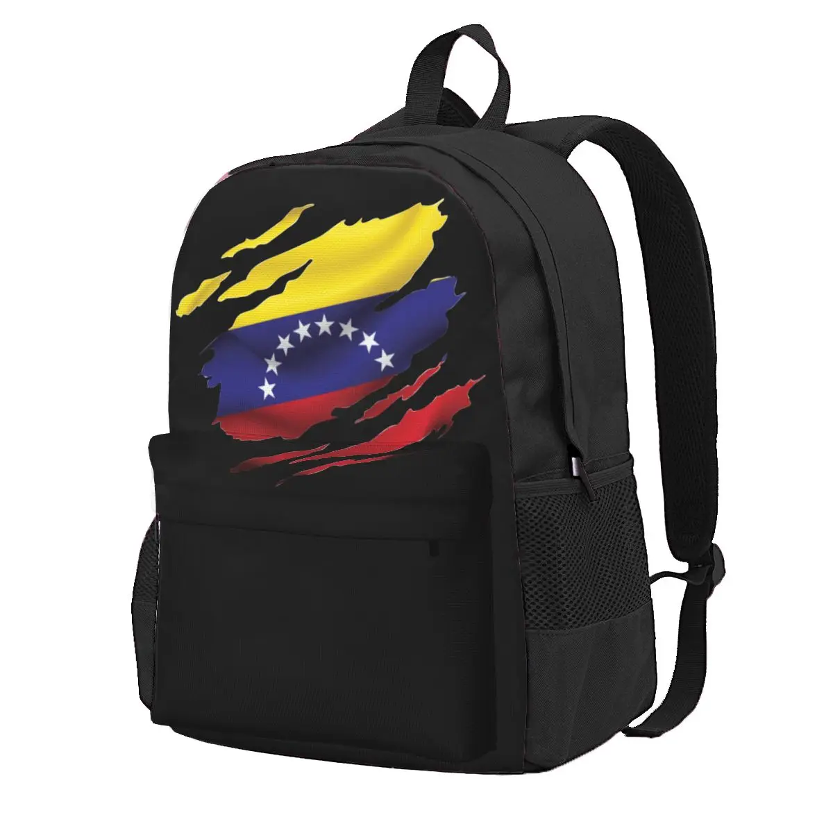 Venezuela Ripped Flag Backpack for Men Women Cool Student Work Daypack Venezuelan Laptop Computer Canvas Bags with Pocket