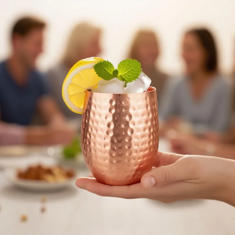 كوب البغل النحاسي في موسكو 400 مللي بهلوان نحاسي مطروق بدون مقبض ولا قاعدة أدوات للشرب مقاومة للصدأ للحفلات المنزلية والمقهى #3