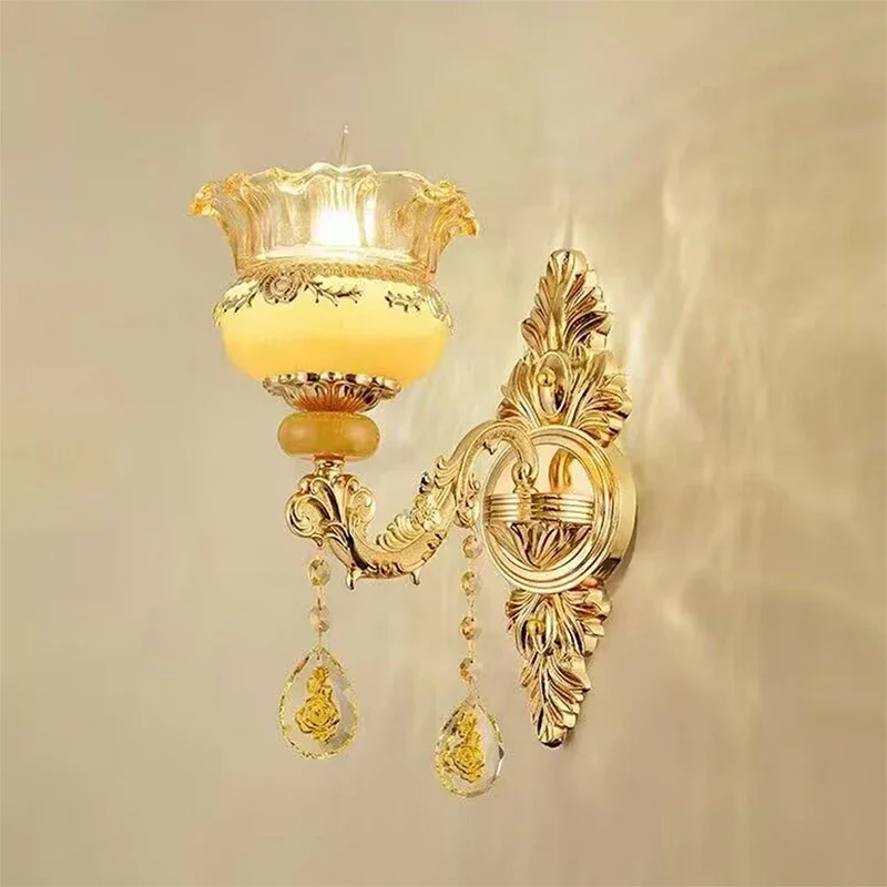 KERWIN Luxury Crystal Wall Lamp European Living Room Bedroom Bedside Lamp Background Wall Corridor Villa Hotel Lighting