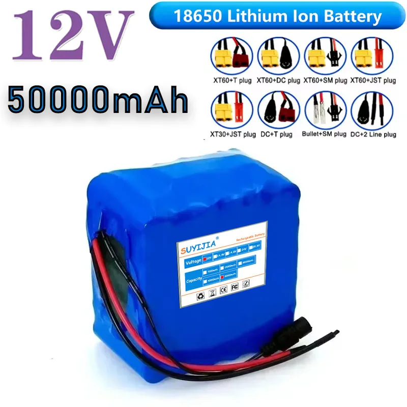 Nouvelle Batterie Li-Ion Rechargeable Portable 3S12P 12V 50Ah, Pour Lampe LED Lumière De Secours Powe Etc + Chargeur 12.6v 3A
