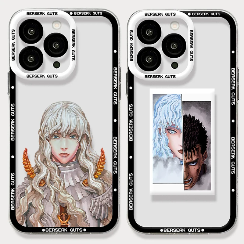 Anime Berserk Guts Clear Phone Case For iPhone 15 14 Pro Max 13 12 Mini 11 Pro XR XS X 8 7 6 6S Plus SE 2020 Silicone Back Cover