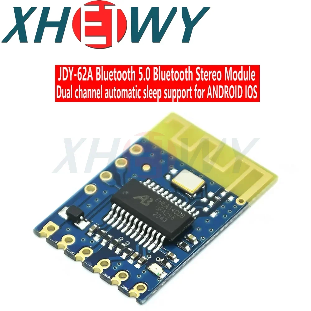 1PCS JDY-62A Mini Antenna BLE Bluetooth Stereo Audio Dual Channel High Low Battery Flat Panel Module Automatic Sleep