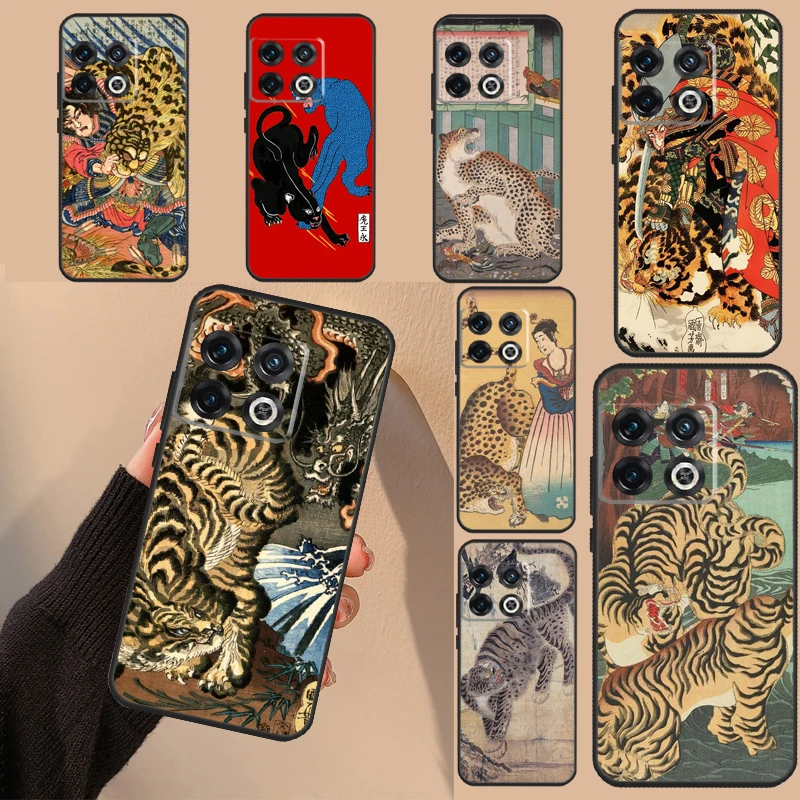 Japanese ukiyo-e Art Panther Tiger Cover For OnePlus Nord 3 2T N10 N20 N30 CE 3 2 Lite OnePlus 11 10 9 Pro 8T 9R 10R 10T Case