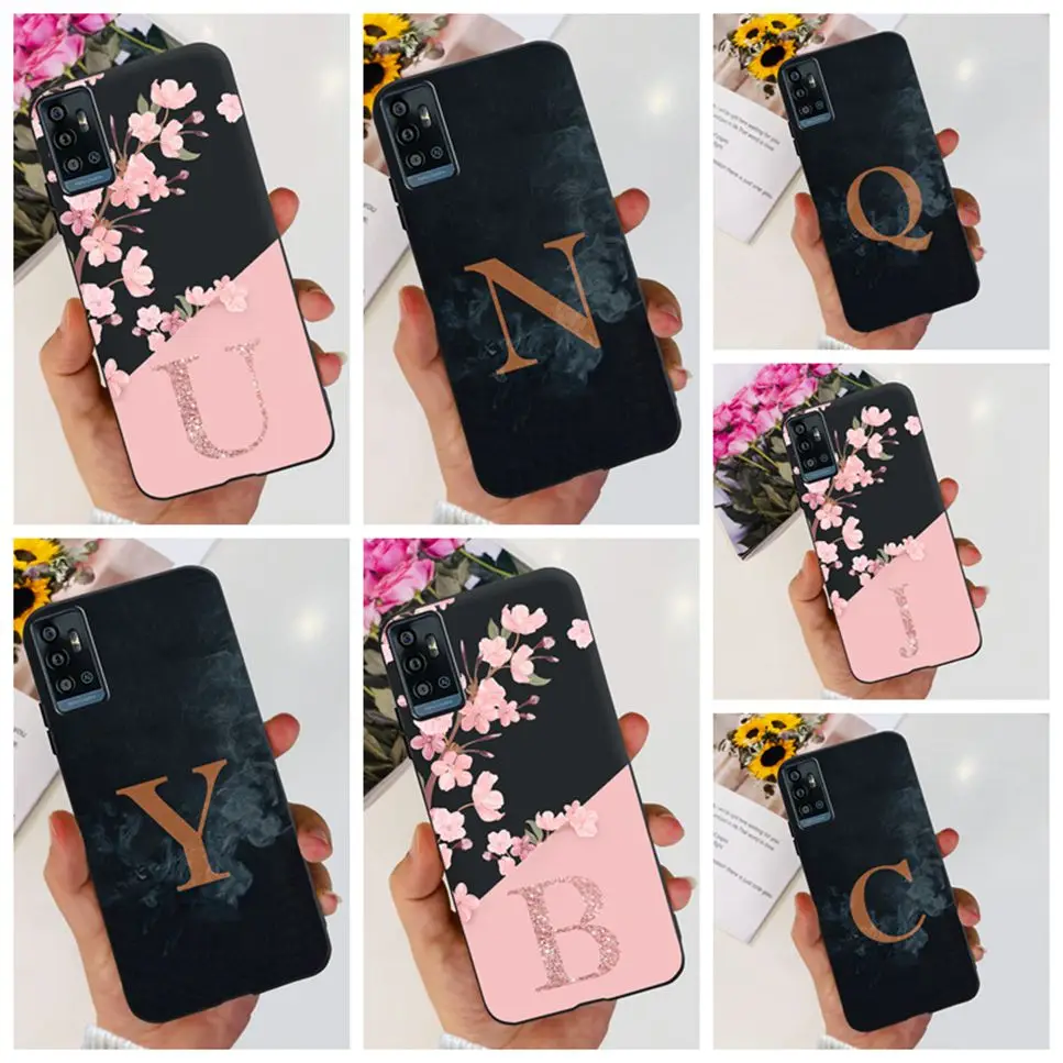 For ZTE Blade A71 2021 Case Fashion Letter Luxury Flower TPU Soft Silicone Cover For ZTE Blade A71 A7030 Phone Cases Shockproof