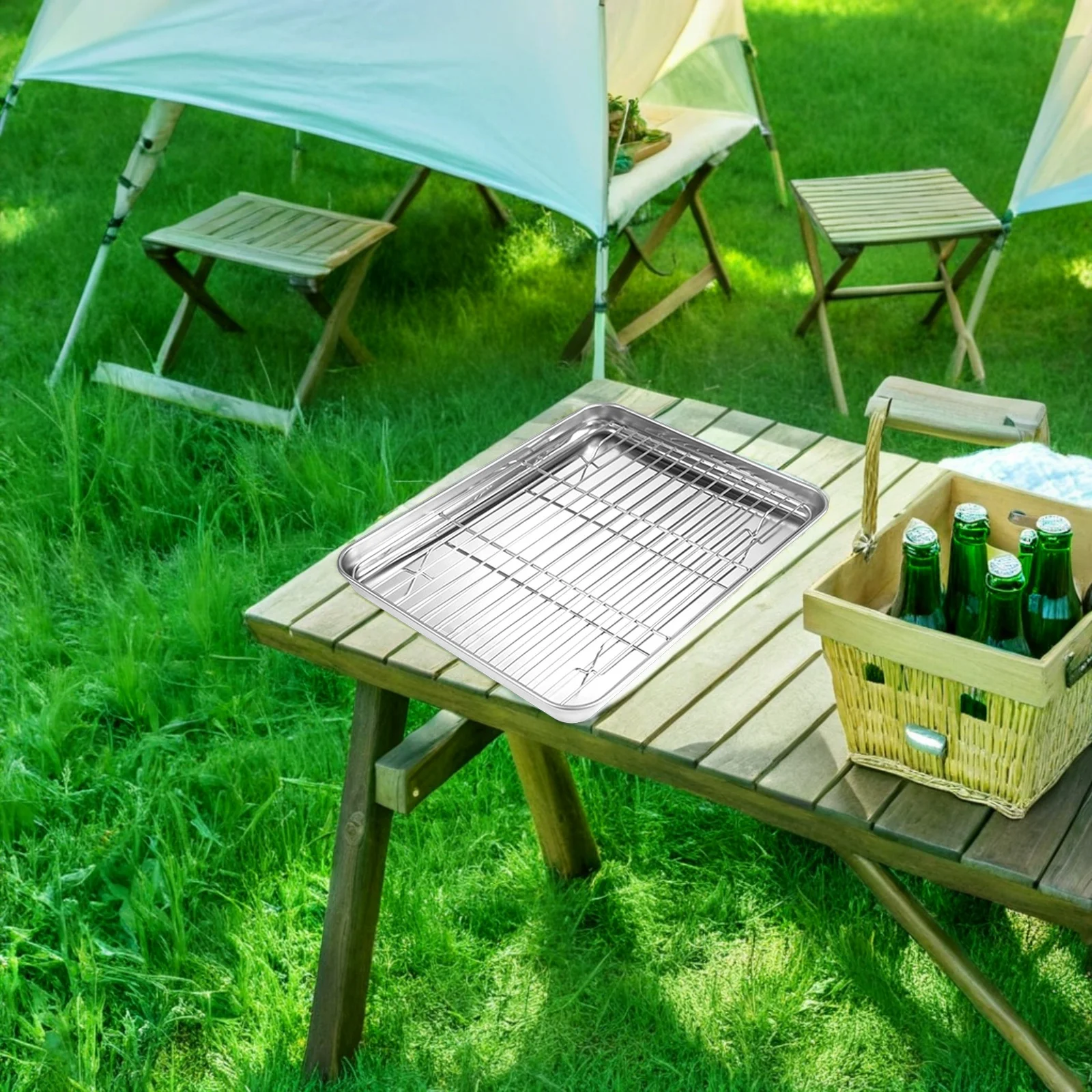 

1Set Stainless Steel Baking Plate Non-Stick Grill Plate Cooling Rack for Home Kitchen Bbq Oven Cooking Accessories