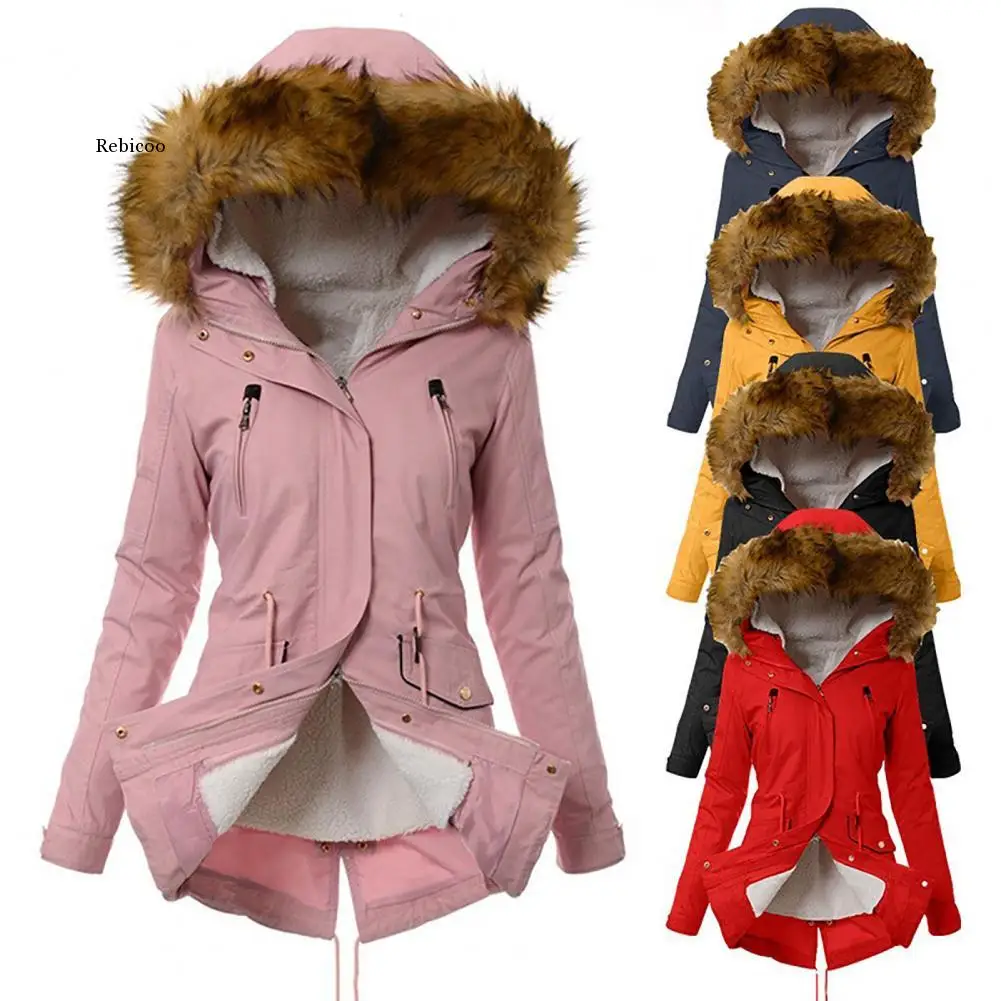 

Stylish Faux Fur Hooded Women Jacket Coat Winter Jacket Skin-touch Warm