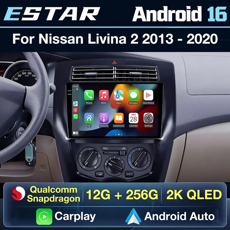 Wireless Carplay Android 16 For Nissan Livina 2007 - 2019 2din 2K QLED Screen 8 Core DSP Android Bluetooth Touch Screen WIFI BT