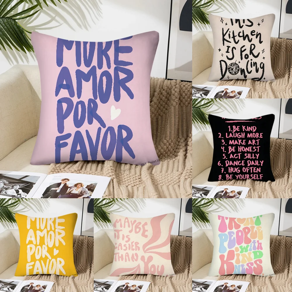 Maximalist Eclectic Love Quote Pillow Case Square Pillow Bedroom Sofa Leisure Comfort Cushion Car Living Room Home Decoration