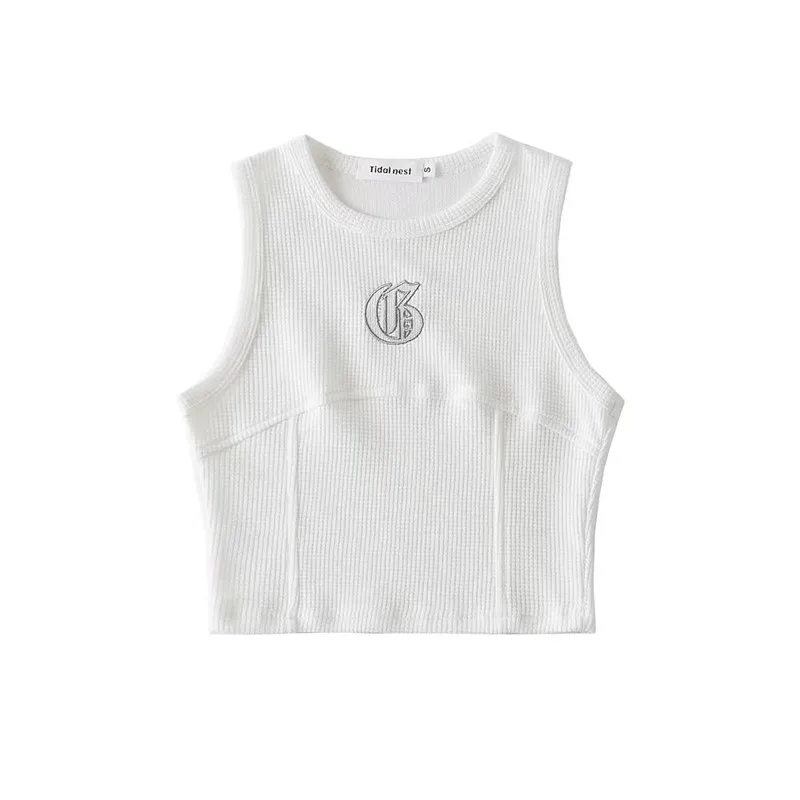 

Summer Women's Svel Slim Fit Fibone Vest 6 Colors Embroidered Line Vest Faionable Commute Sle Pure Color