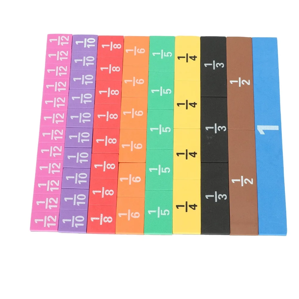 Magnetic Strip Fraction Demonstrator 9 Rows Interactive Learning Math Manipulatives Set Colorful Fraction Learning Set