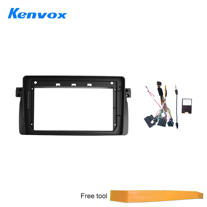 KENVOX Android Radio Frame For BMW E46 M3 318i 320i 325i 330335 9 inch 2DIN Fascia Stereo Panel Harness Wire Canbus Box Cord