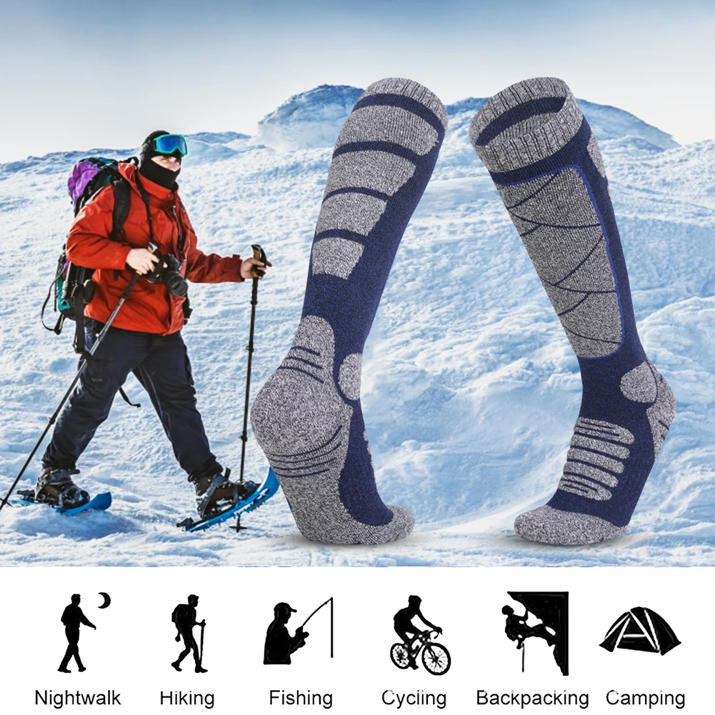 1 Pair Merino Wool Thermal Socks Men Women Winter Long Warm Compression Socks For Ski Hiking Snowboarding Climbing Sports Socks