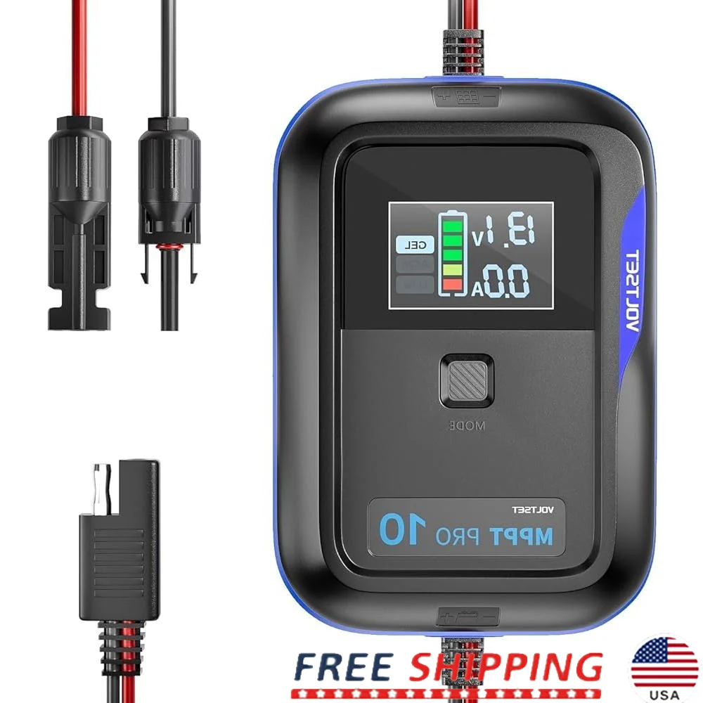 

10A 12V MPPT Solar Charge Controller Waterproof Intelligent Regulator AGM Gel LiFePO4 Batteries with Digital Display and Safety