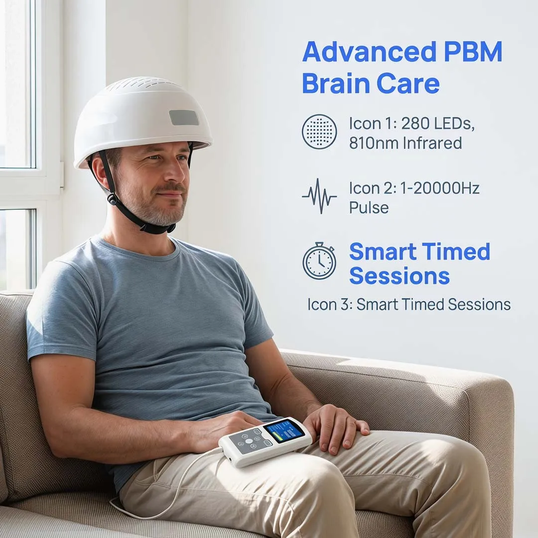 

Portable 40Hz Gamma Helmet for Multiple Sclerosis MS Fatigue Improve Cognition 810nm Light Therapy Brain Cap Travel