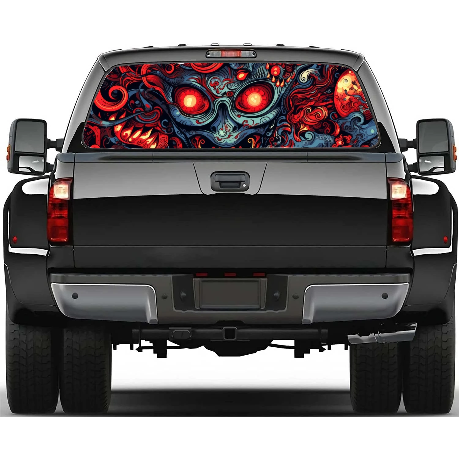 Devil Demon Eyes Car Rear Window Decal Fit Pickup,Truck,Car Universal See Through Perforated Back Window Vinyl Sticker