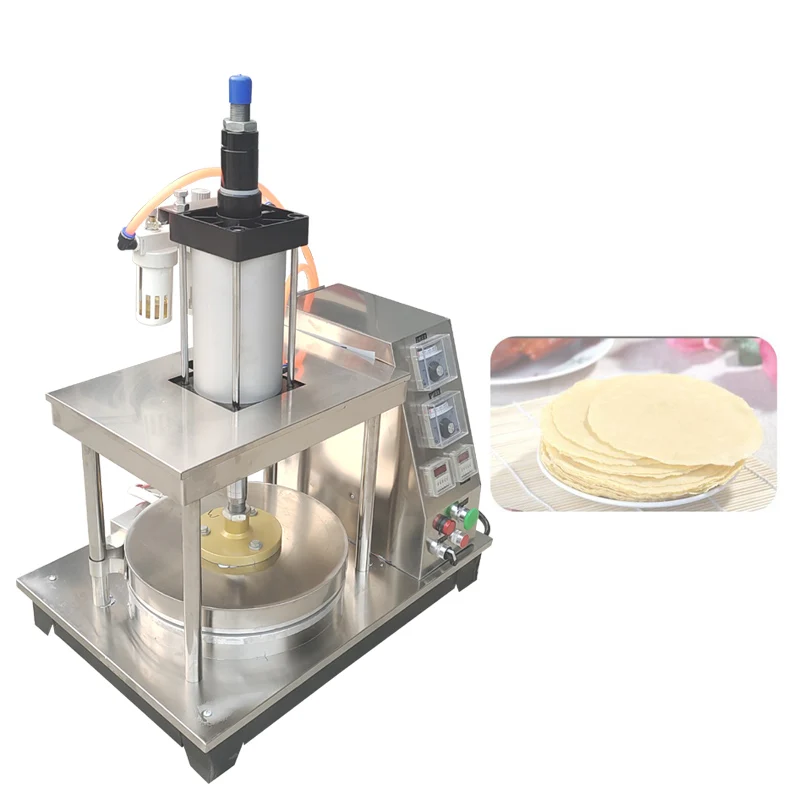 

Pneumatic Corn Cake Flattening Machine Commercial Customizable Pizza Embryo Pancake Spring Rolls Molding Machine For Sale