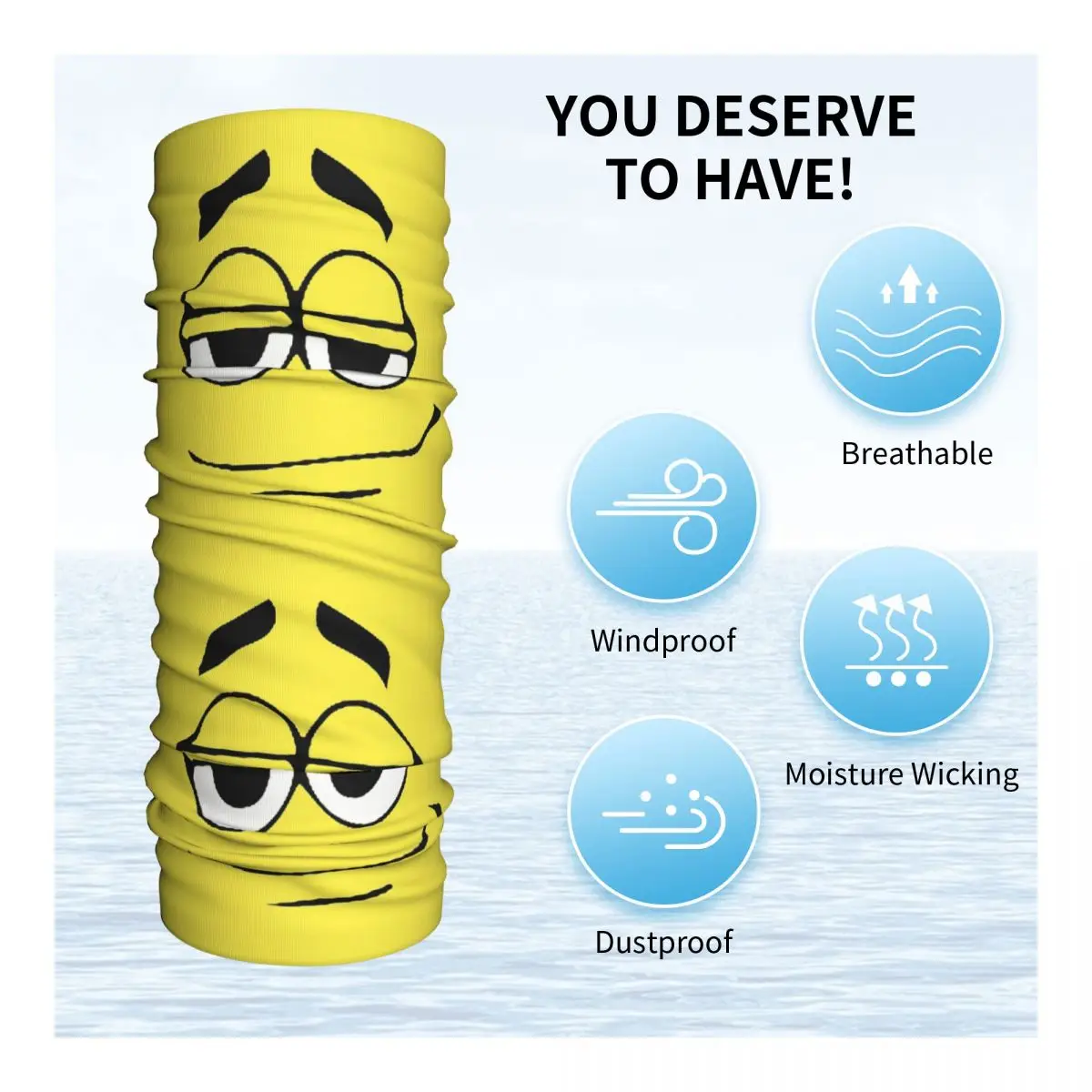 Yellow Candy Faces Scarf Neckerchief Neck Face Mask Polyester image 3