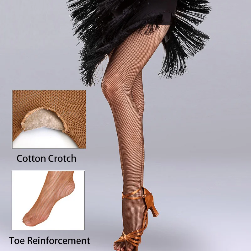 

Women Sexy Mesh Fishnet Tights Reinforced Cotton Crotch Toeless Nylons Stockings Elastic Pantyhose Lady Hosiery Ballroom Latin