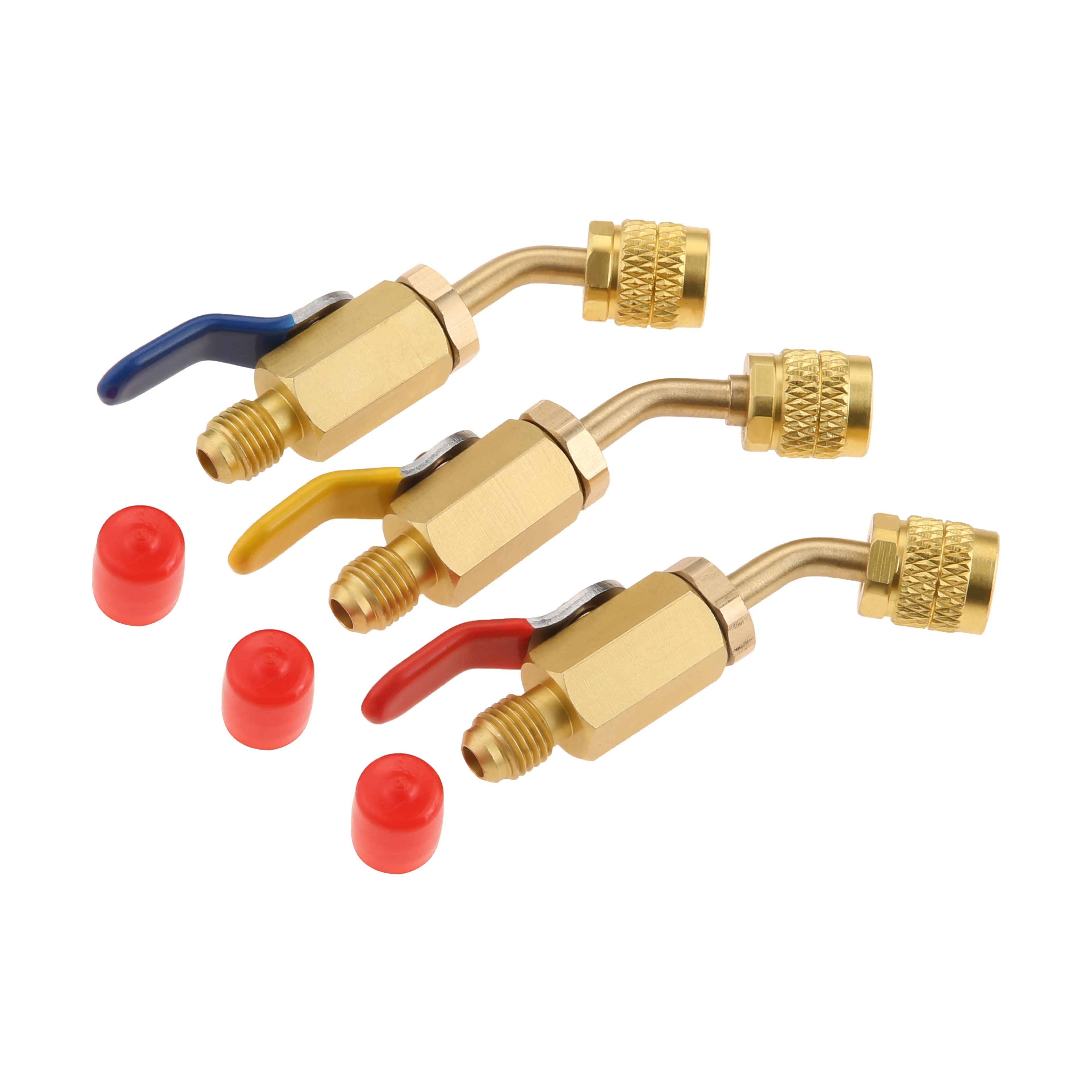 3Pcs brass A2L R-32 R-454B Ball Valve Adapter 1/4