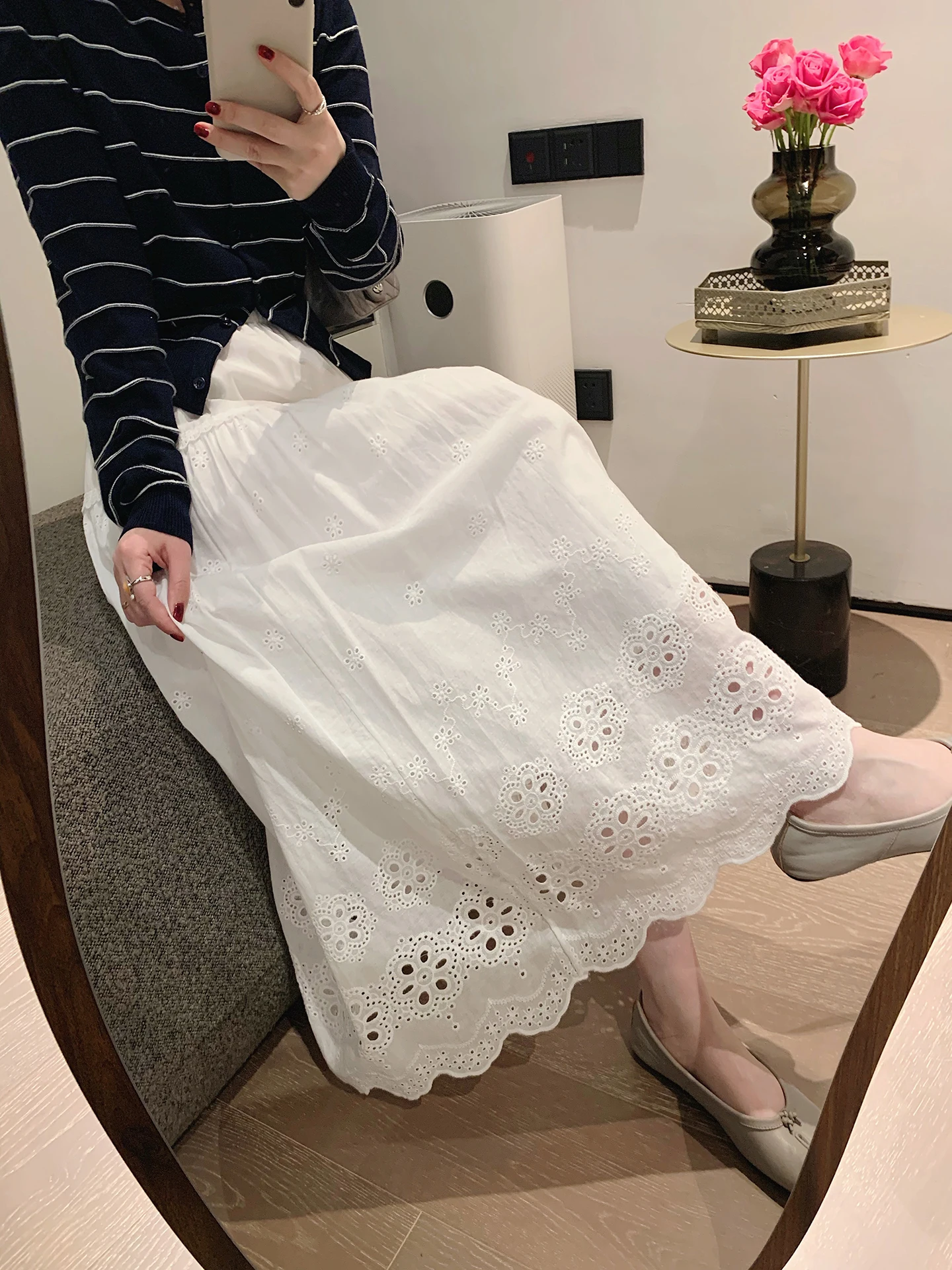 

Юбка Misslady в стиле ретро с кружевной отделкой, белая, с завышенной талией, А-силуэт, женская, многоярусная, скрывающая бедра, длинная, модная, из хлопковой марли