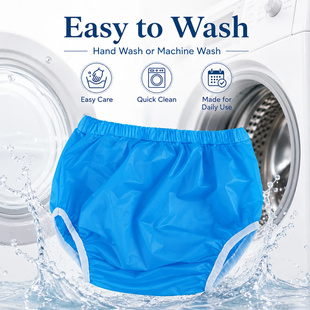 Adjustable Elastic Adult Care Underpants, Soft Quiet Fabric, Reusable & Washable Daily Protective Briefs, Flexible Waistband