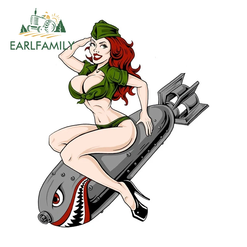 EARLFAMILY 13cm x 10.8cm for Pin Up Girl Graphics Car Sticker Vinyl Car Wrap Decal Air Conditioner Personality Sunscreen Decor