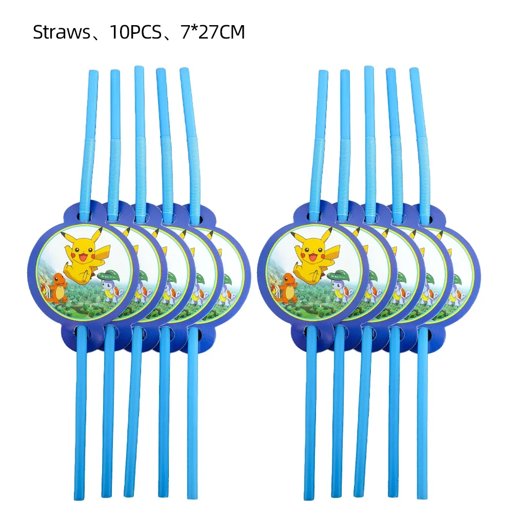 طقم أدوات مائدة يمكن التخلص منها لتزيين حفلات أعياد ميلاد الأولاد من بوكيمون طقم أكواب ورقية مستلزمات لشخصيات بيكاتشو لوجبة العشاء