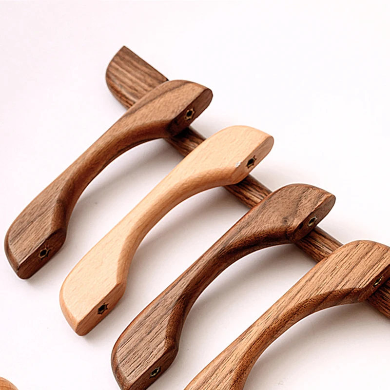 Modern Simple Solid Wood Log Cabinet Door Drawer Cupboard Shoe Cabinet Handle Long Strip Single-Hole Design Wardrobe Furniture A