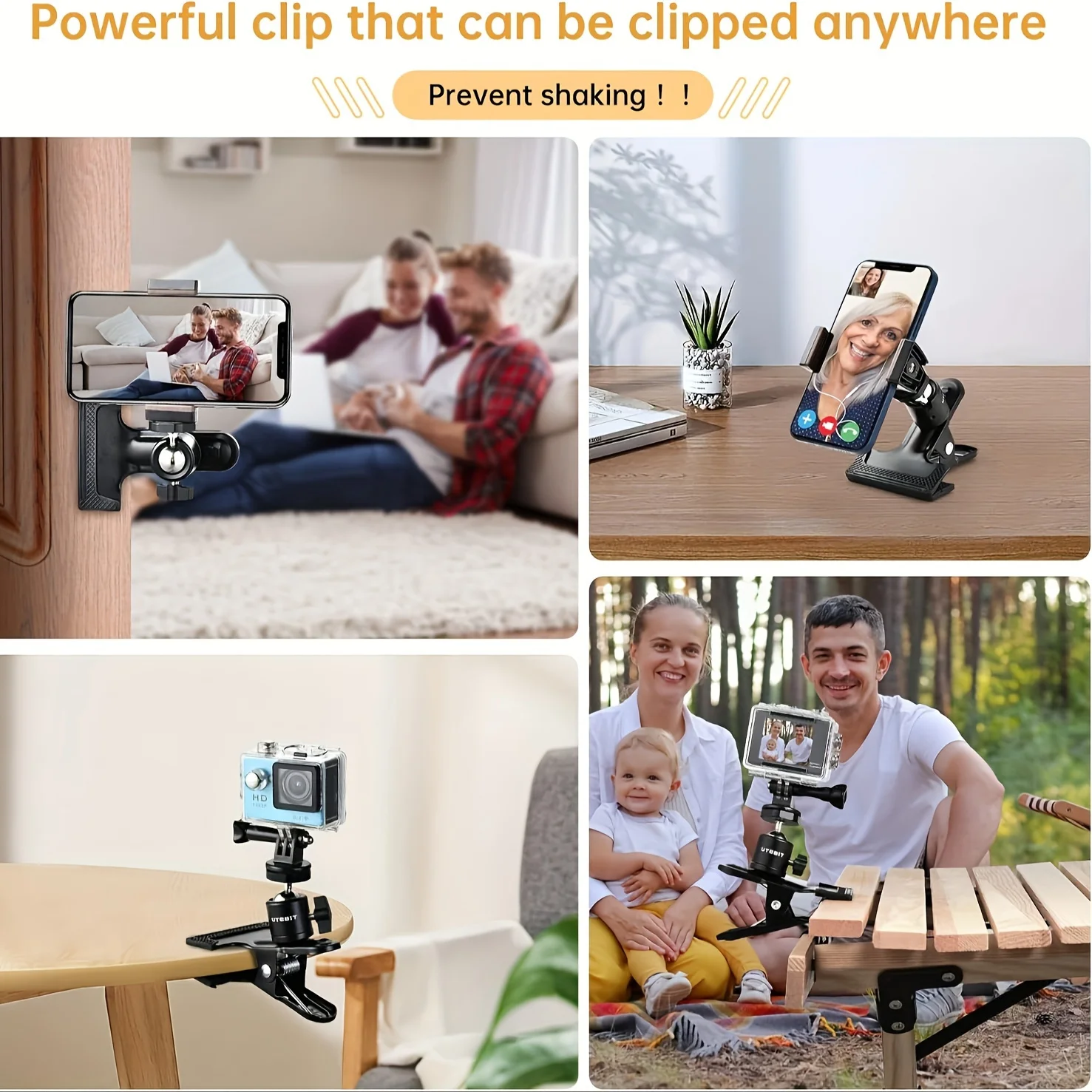 Clamp Mount, Camera Flash Mount, Phone Mount, 360° Camera Clamp, Clamp Tripod Flash Rail Mounting Adapter With 1/4\