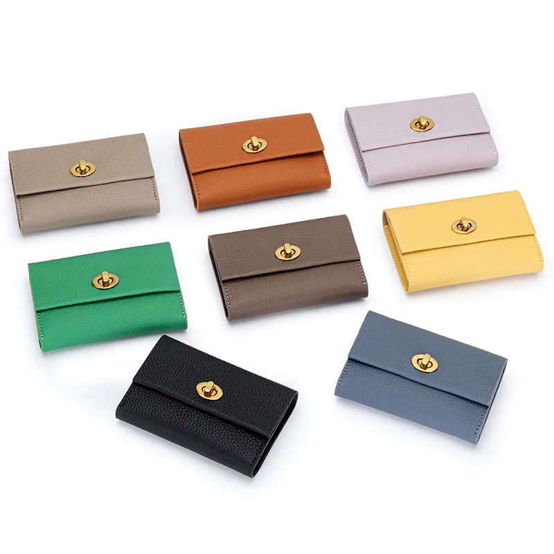 Women Short Genuine Leather Card Wallet Unique Design Multi Function Small Coin Purse Fashionable Accessory