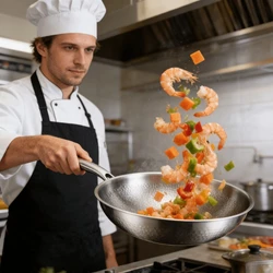 Titanium Wok Pure Titanium Uncoated Wok Household Flat Bottom Hammer Printing Physical Non-Stick Frying Pan