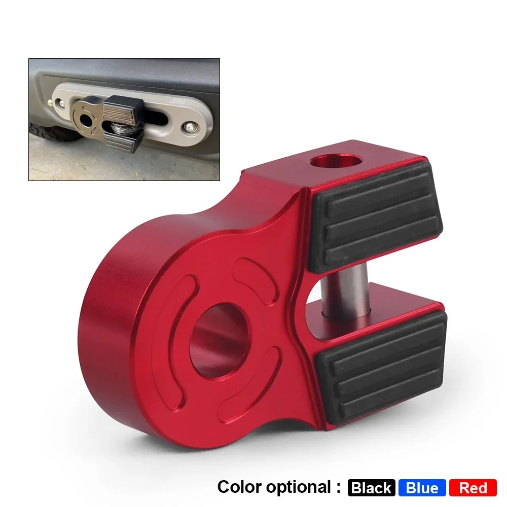 Winch Shackle Flat Mount 30000Lbs Loading Flat Towing Hook Mount Iron Pin Rubber Guard Universal ATV Pickup Soft Shackle D Ring