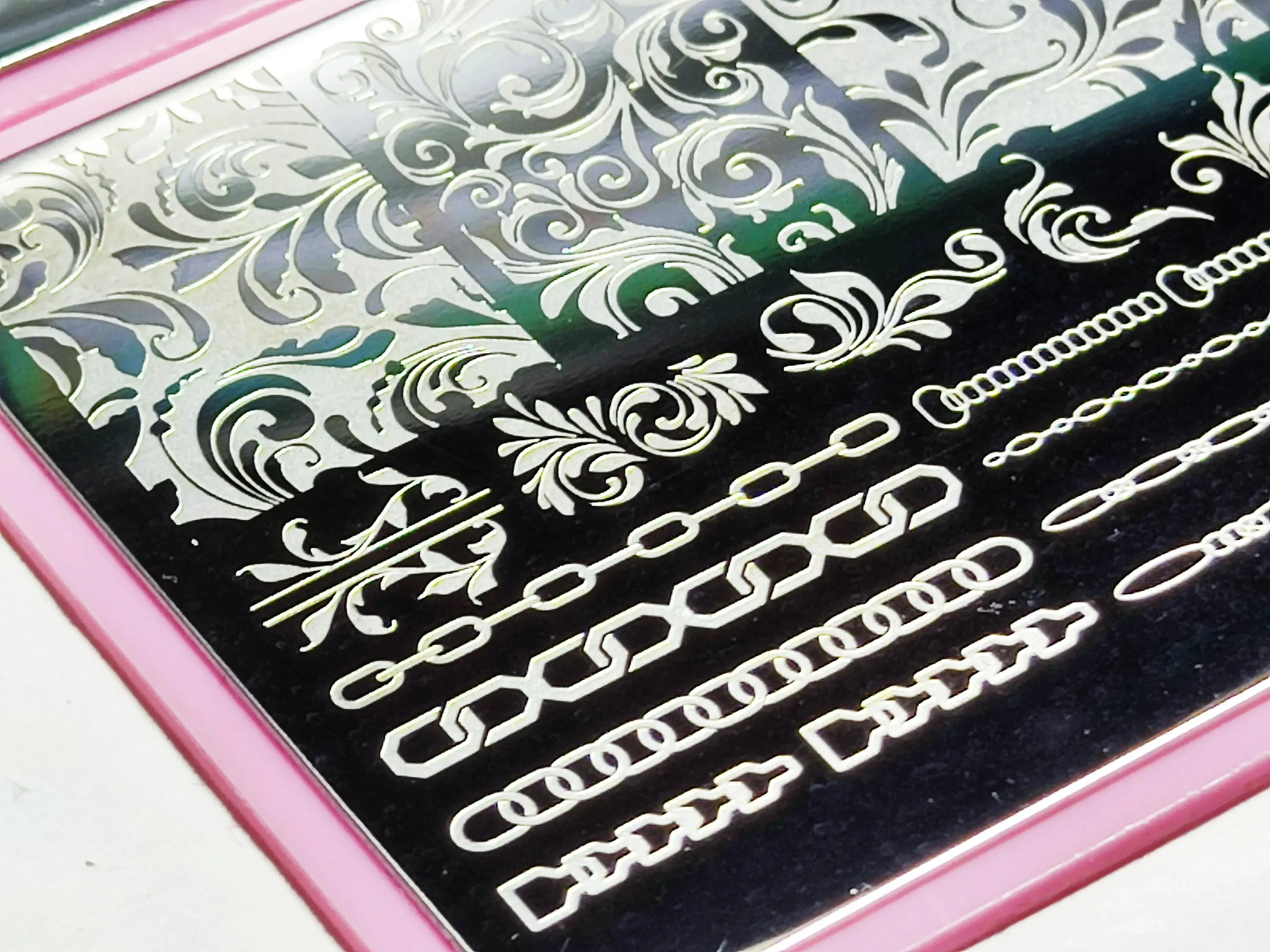 Plaques d'estampage d'ongles de fleur de ligne française, pochoir d'impression d'image de cœur/marbre/flore/ligne, modèles de tampons de manucure, outils *