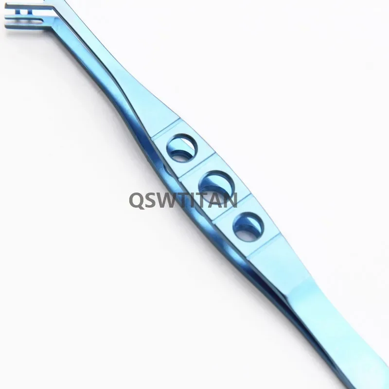 Pinça oftálmica de titânio 110mm, cabo plano, lente dobrável, instrumento cirúrgico oftálmico
