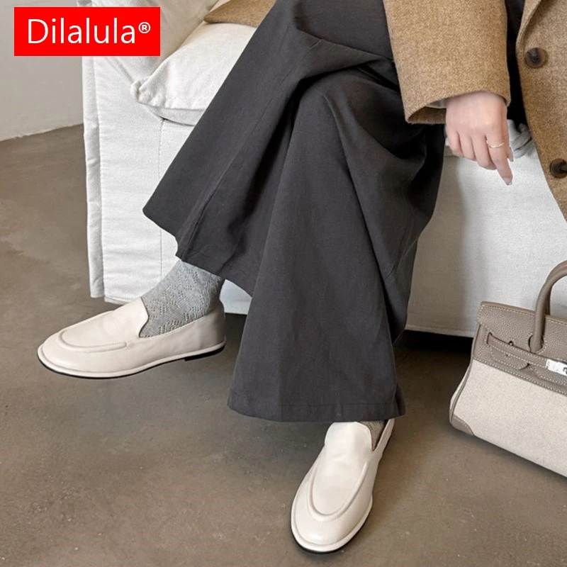 

Dilalula 2026, Лидер продаж, лоферы из натуральной кожи, женские повседневные туфли без шнуровки с круглым носком на плоской подошве, женские удобные осенние кожаные туфли для прогулок
