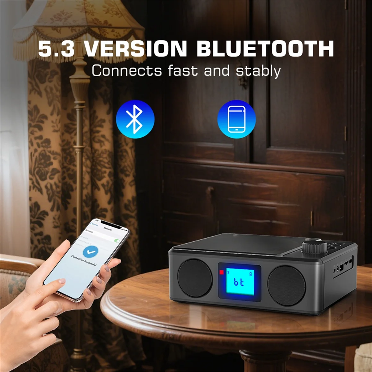 Nueva tecnología reproductor de CD portátil altavoz de Audio Bluetooth inalámbrico Radio FM reproductor de música con despertador enchufe de EE. UU.