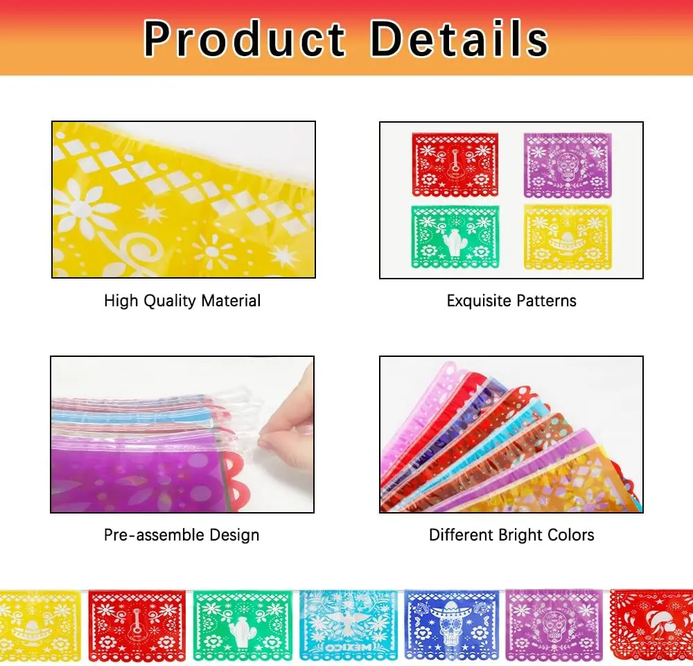 1 PC Mexican Party Banner,Fiesta Cinco De Mayo Banner Papel Picado for Dia De Los Muertos Day of the Dead Decor|may fifth