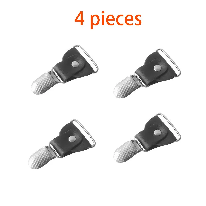 4pcs/lot Black Brown PU Leather Suspender Clips Button Suspenders Ends For Replacement