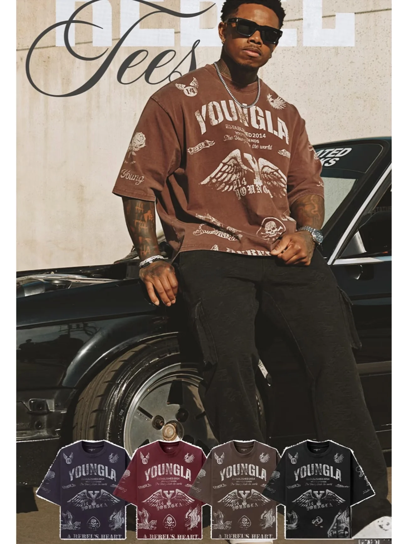 

Летняя мужская футболка свободного кроя из чистого хлопка с круглым вырезом, удобная, дышащая, с буквенным принтом