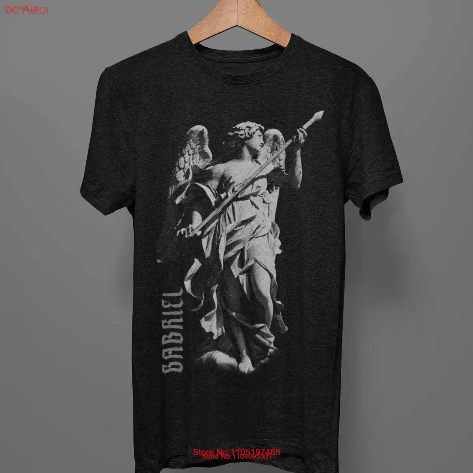 

Футболка GABRIEL Angel с гравировкой и крыльями, темный христианский винтажный стираный удобный повседневный топ для повседневной носки, домашняя одежда
