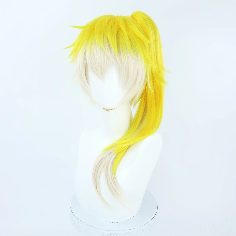 Sonny Kimko peruca cosplay para homens e mulheres, longo e curto, amarelo brilhante, cabelo sintético, resistente ao calor, unissex, adulto