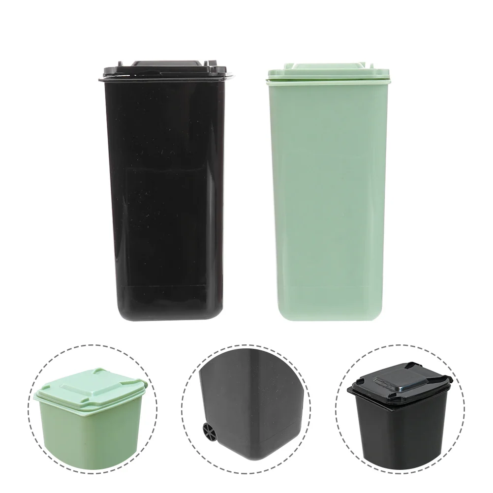 

2 Pcs Desktop Trash Can Garbage Multi-function Decorative Bucket Accessory Office Pail Supply