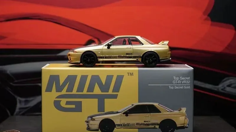 TSM MODELS MINIGT #431 Nissan Skyline GTR VR32, modèle de voiture de course en or moulé sous pression, jouets pour enfants, cadeau, 1:64