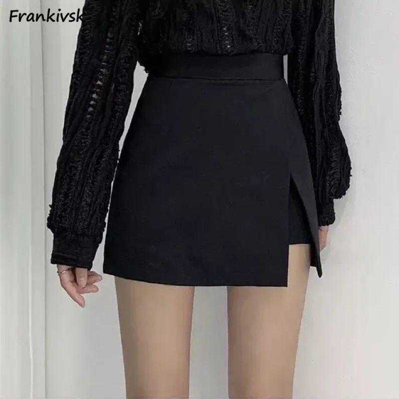 

S-4XL Mini Skirts Women Sexy Side-slit All-match Korean Style A-line High Street Office-lady College Summer Fashion Hotsweet New