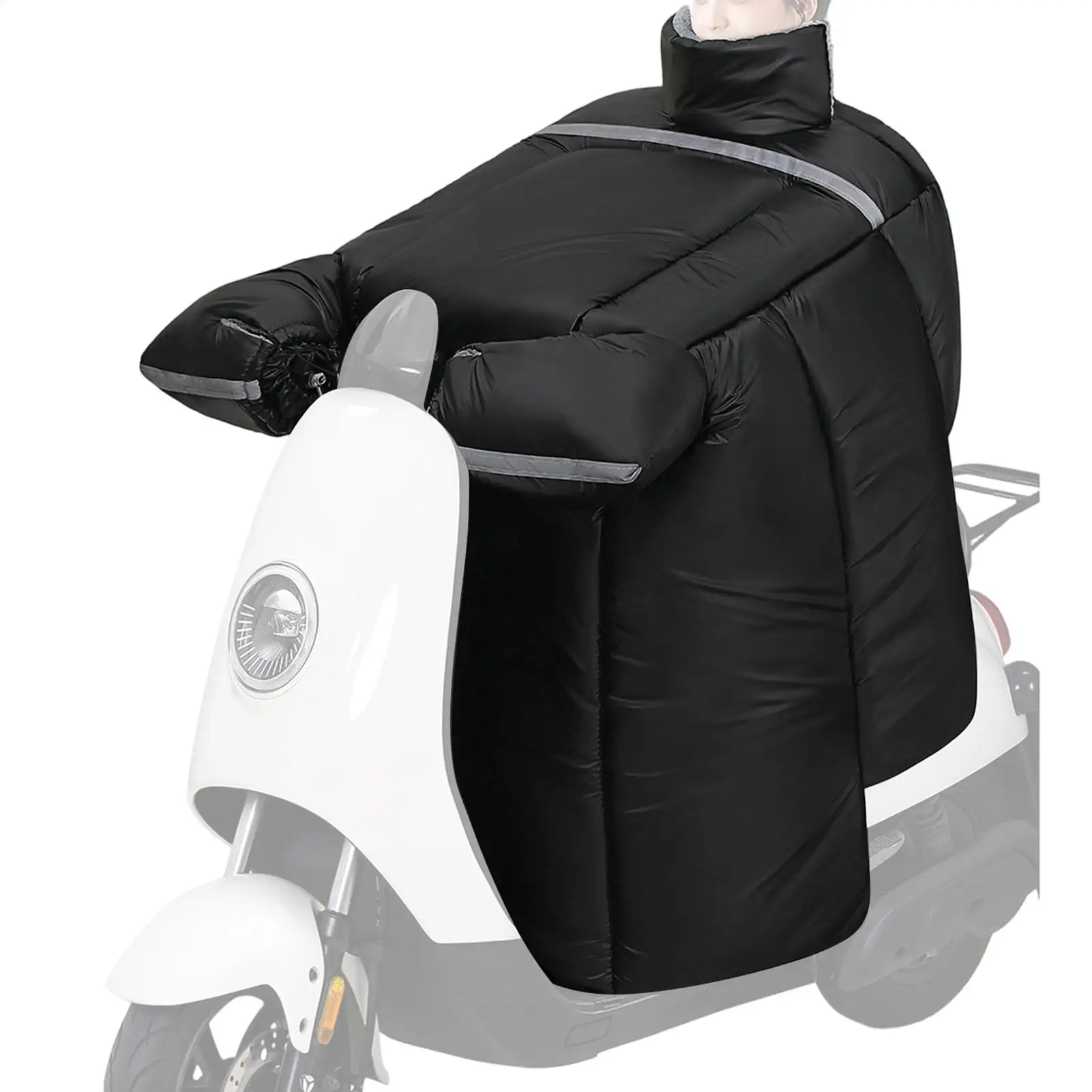スクーター防風キルト-冬用バイクレッグエプロンカバー-防水厚手ブランケット-手袋付き-バイク用保温レッグカバー