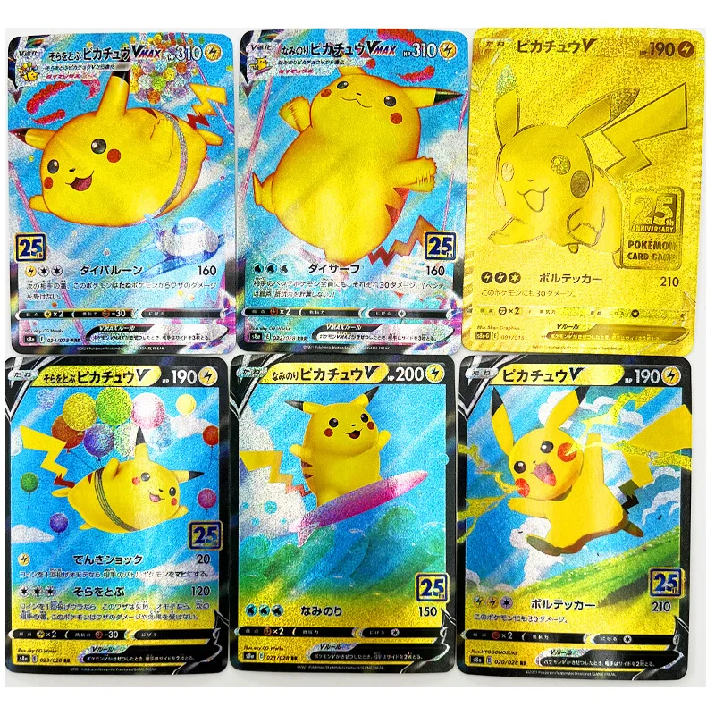 40Pcs PTCG pokemon 25Th Japanese Pikachu Charizard Venusaur color flash gauze flash animation game collection card Toy